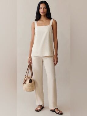 Kourt Circe 100% Linen Two-Piece Set NWT Beige Medium Jenni Kayne Inspired